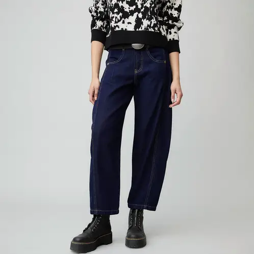 AMERICANINO - Jeans Baggy Tiro Medio Mujer Algodón