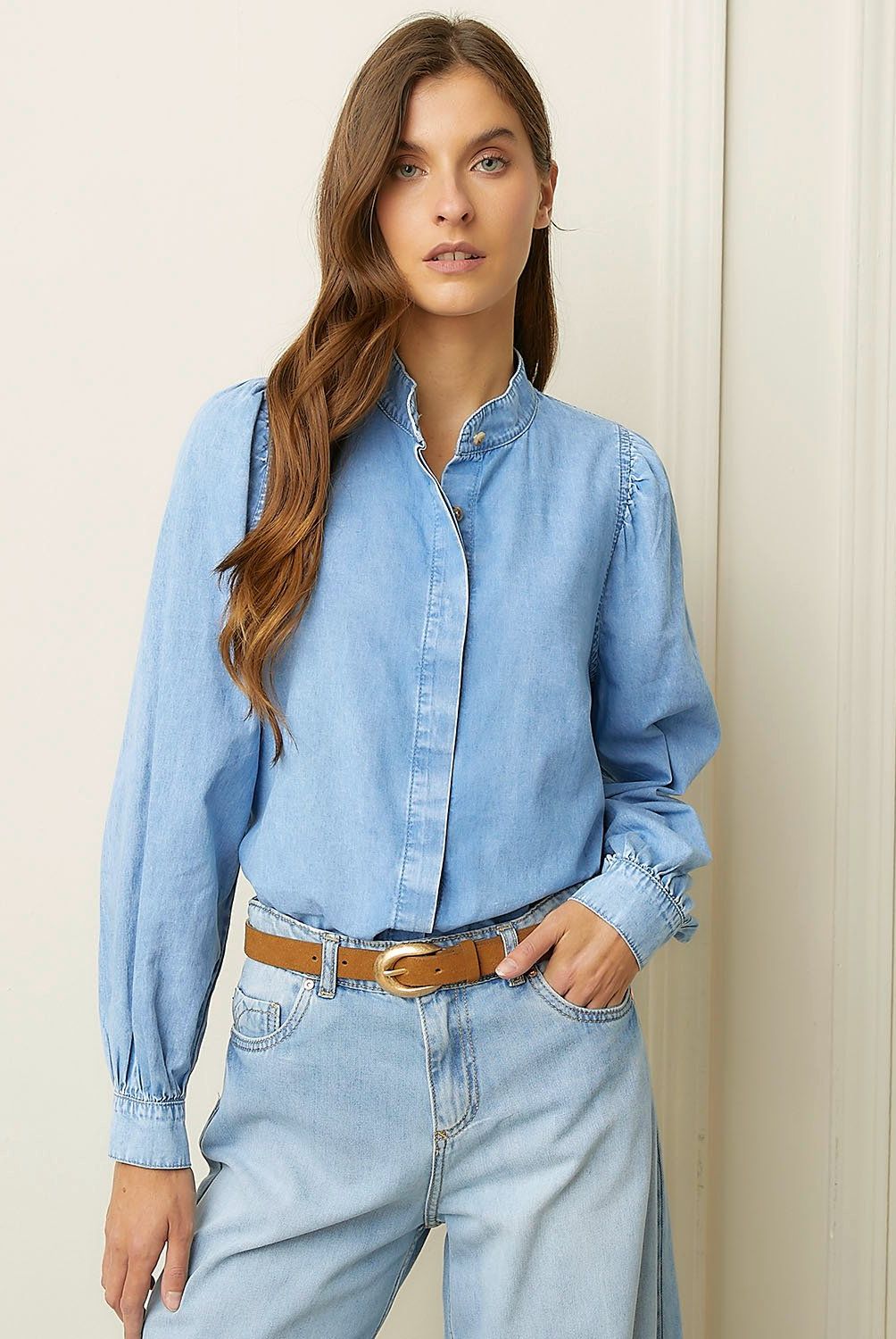 BASEMENT - Blusa Manga Larga Algodón Mujer Basement
