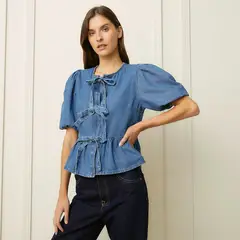 BASEMENT - Blusa Manga Larga Algodón Mujer