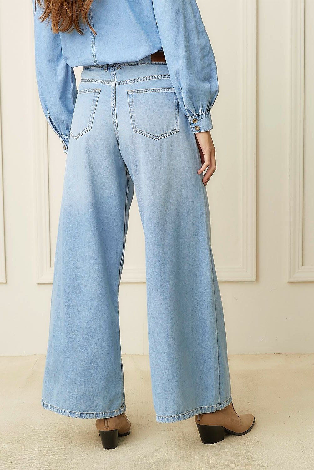 BASEMENT - Jeans Wide Leg Tiro Medio Mujer Basement
