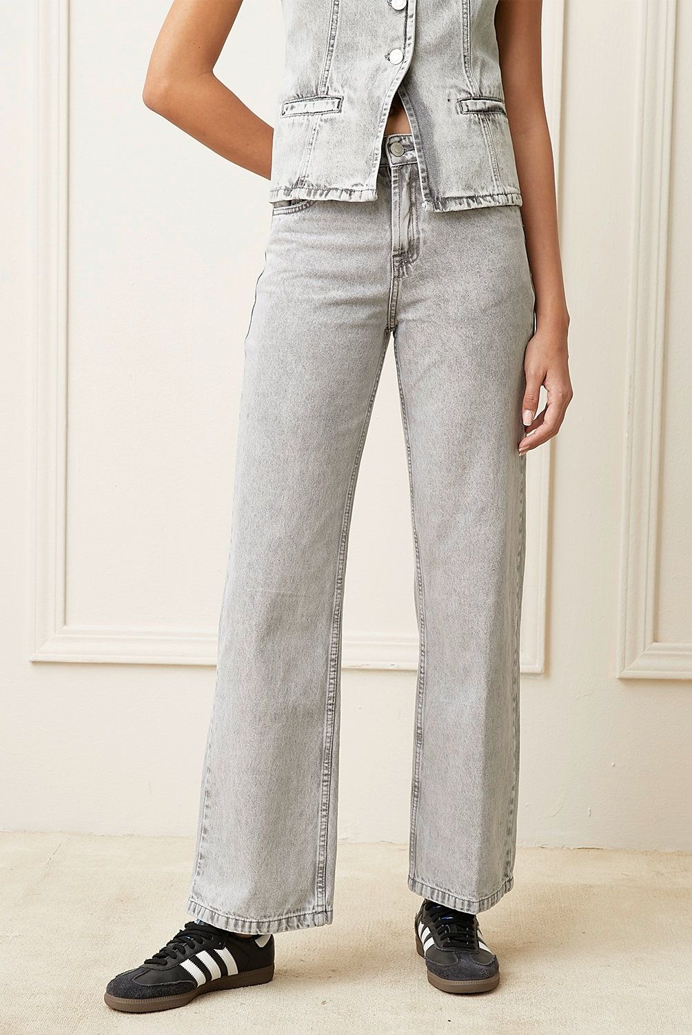 BASEMENT - Jeans Straight Tiro Medio Mujer Basement