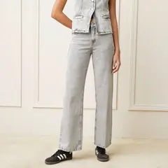 BASEMENT - Jeans Straight Tiro Medio Mujer