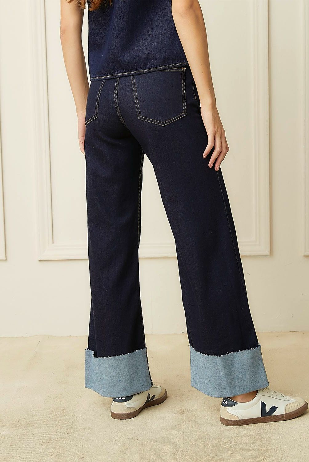 BASEMENT - Jeans Wide Leg Tiro Medio Mujer Basement