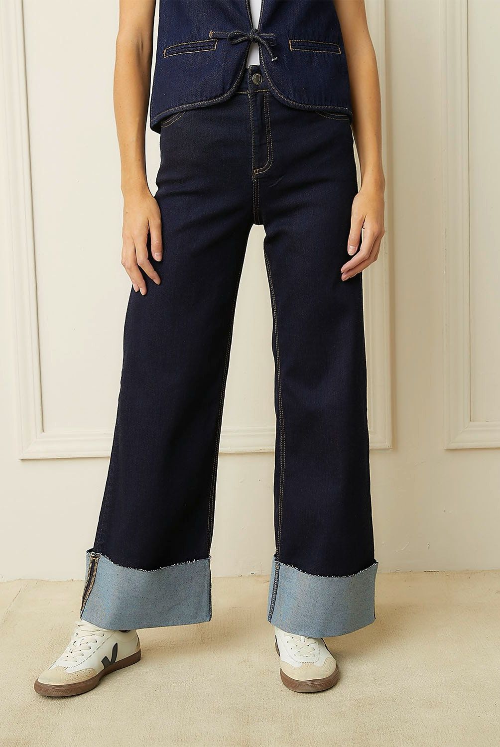 BASEMENT - Jeans Wide Leg Tiro Medio Mujer Basement