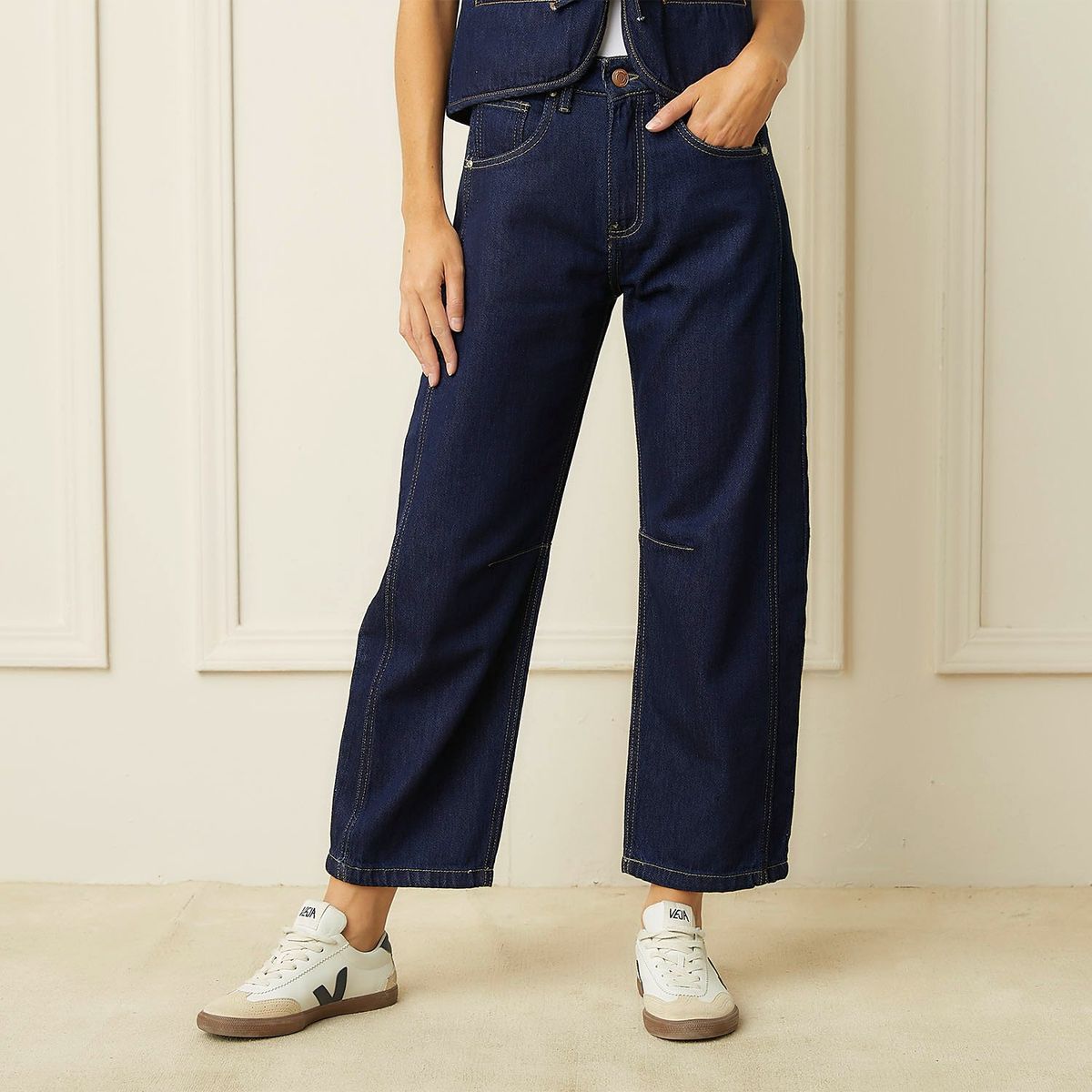 BASEMENT - Jeans Baggy Tiro Medio Mujer Basement