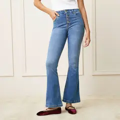 BASEMENT - Jeans Flare Tiro Medio Mujer