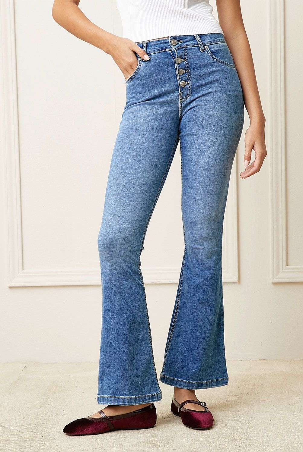 BASEMENT - Jeans Flare Tiro Medio Mujer Basement