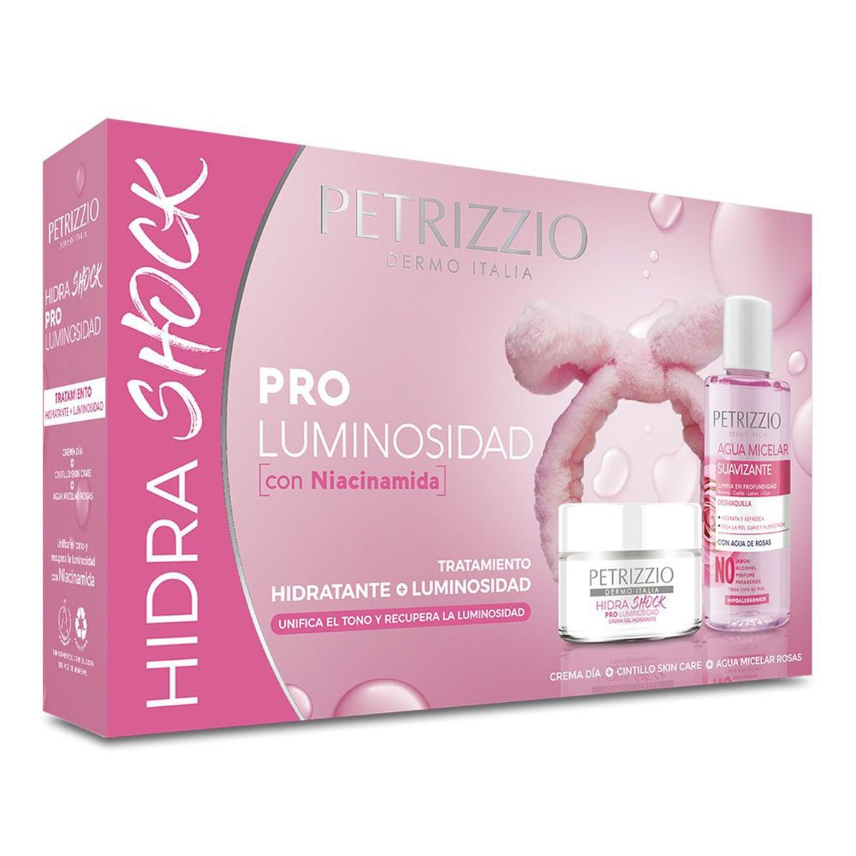 PETRIZZIO - Set Hidratante Hidra Shock Pro Luminosidad Con Agua Micelar Y Cintillo Petrizzio