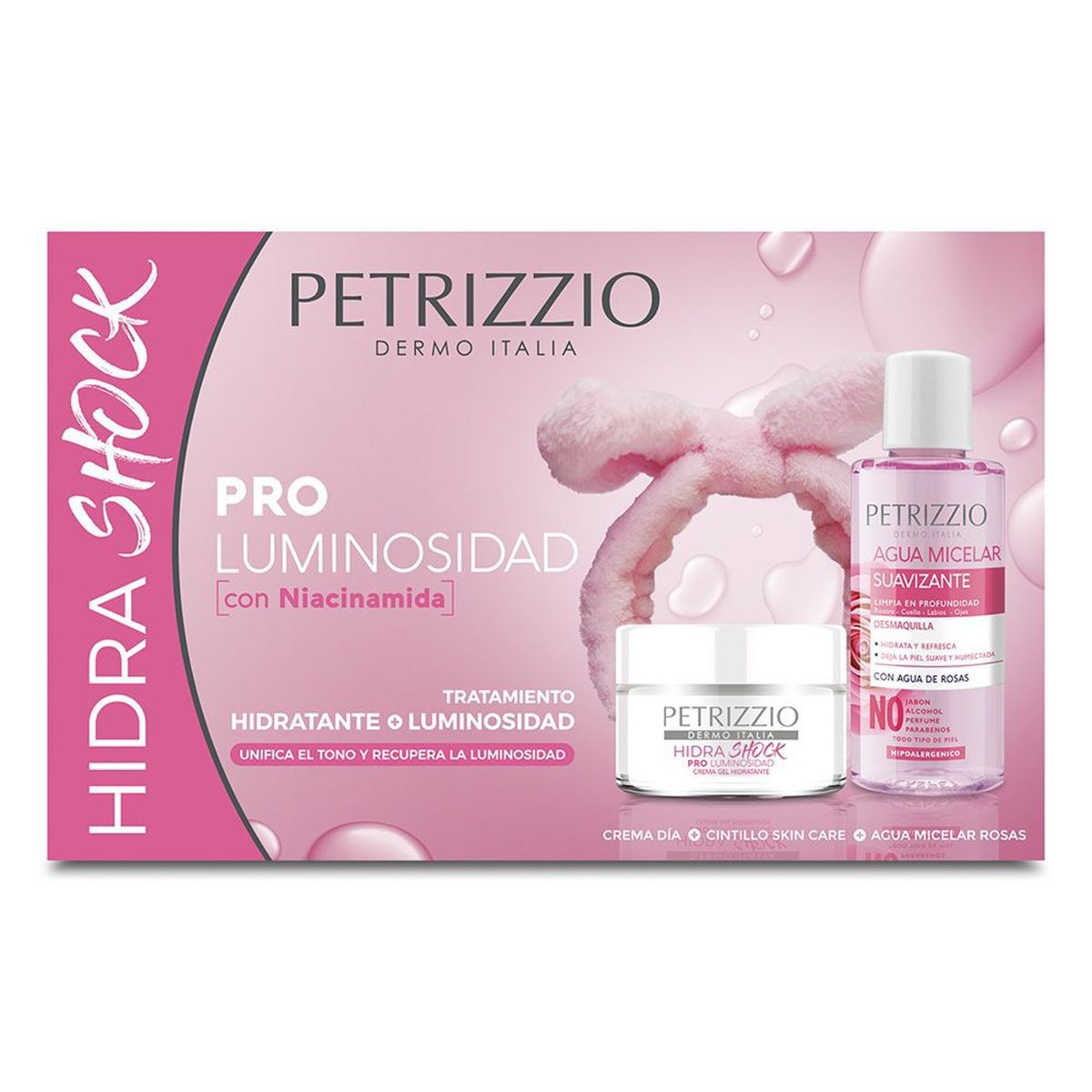 PETRIZZIO - Set Hidratante Hidra Shock Pro Luminosidad Con Agua Micelar Y Cintillo Petrizzio