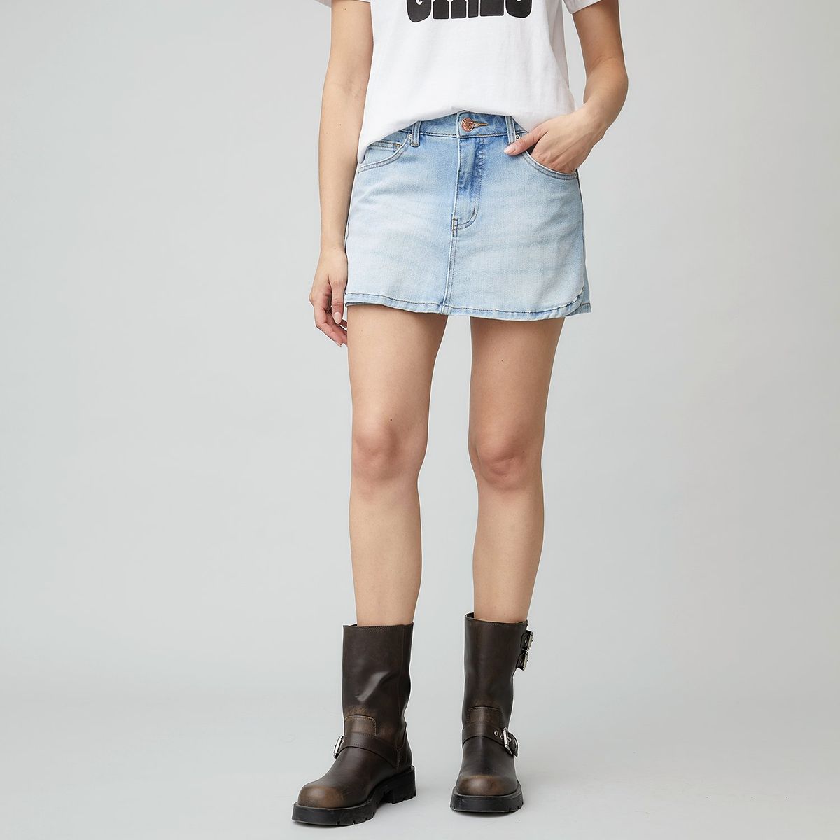 AMERICANINO - Falda Denim Mujer Americanino Tiro Medio Liso