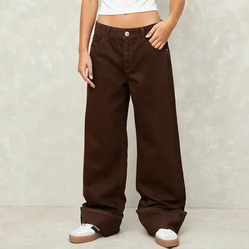 SYBILLA - Jeans Baggy Tiro Medio Mujer Algodón