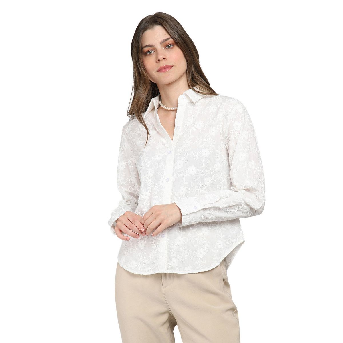 ESPRIT - Blusa Manga Larga Algodón Mujer Esprit