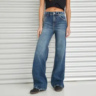 AMERICANINO - Jeans Wide Leg Tiro Medio Mujer