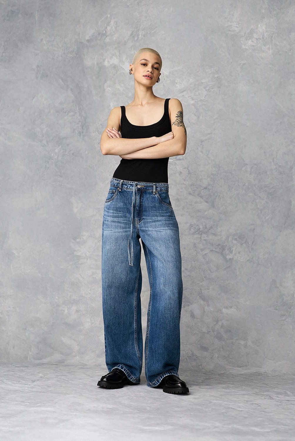 AMERICANINO - Jeans Baggy Tiro Medio Americanino Mujer