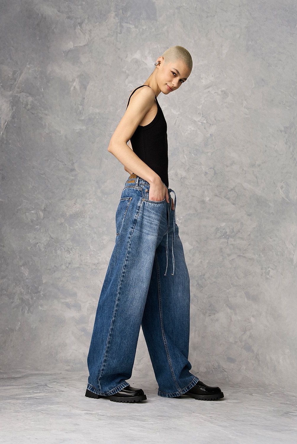 AMERICANINO - Jeans Baggy Tiro Medio Americanino Mujer