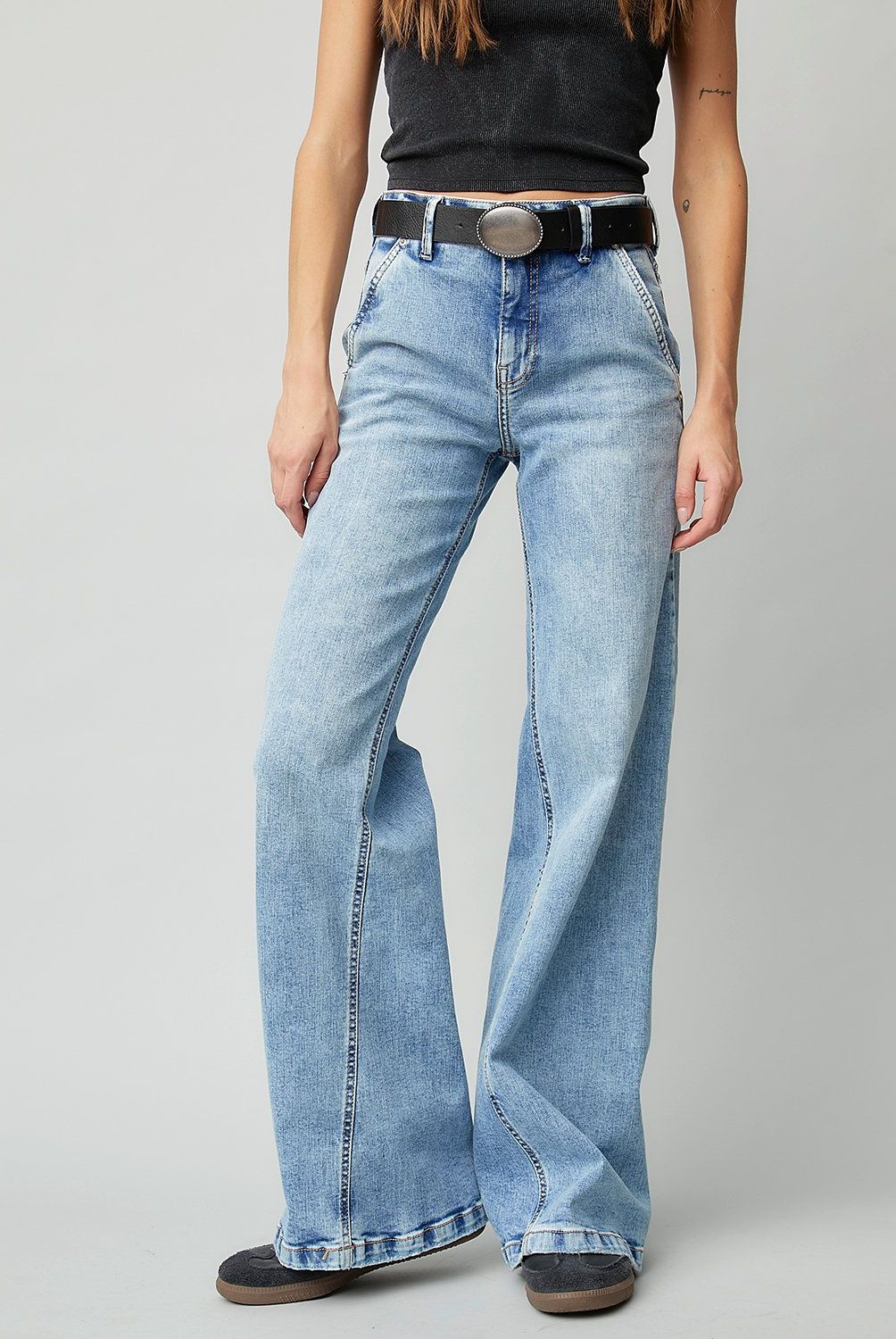 AMERICANINO - Jeans Wide Leg Tiro Medio Americanino Mujer