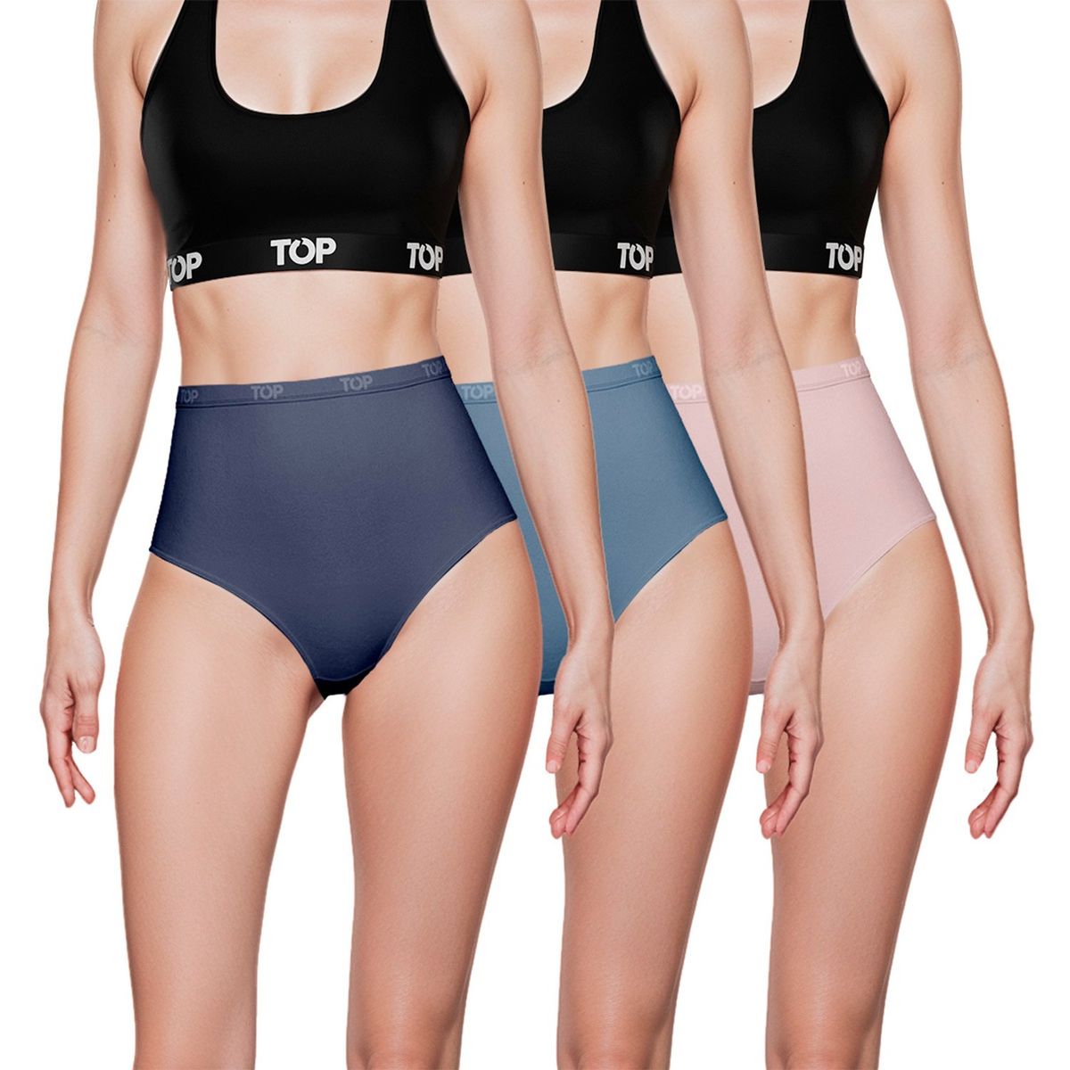 TOP - Pack de 3 Calzones Tiro Alto Algodón Mujer Top