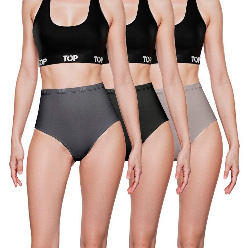 TOP - Pack de 3 Calzones Tiro Alto Algodón Mujer Top