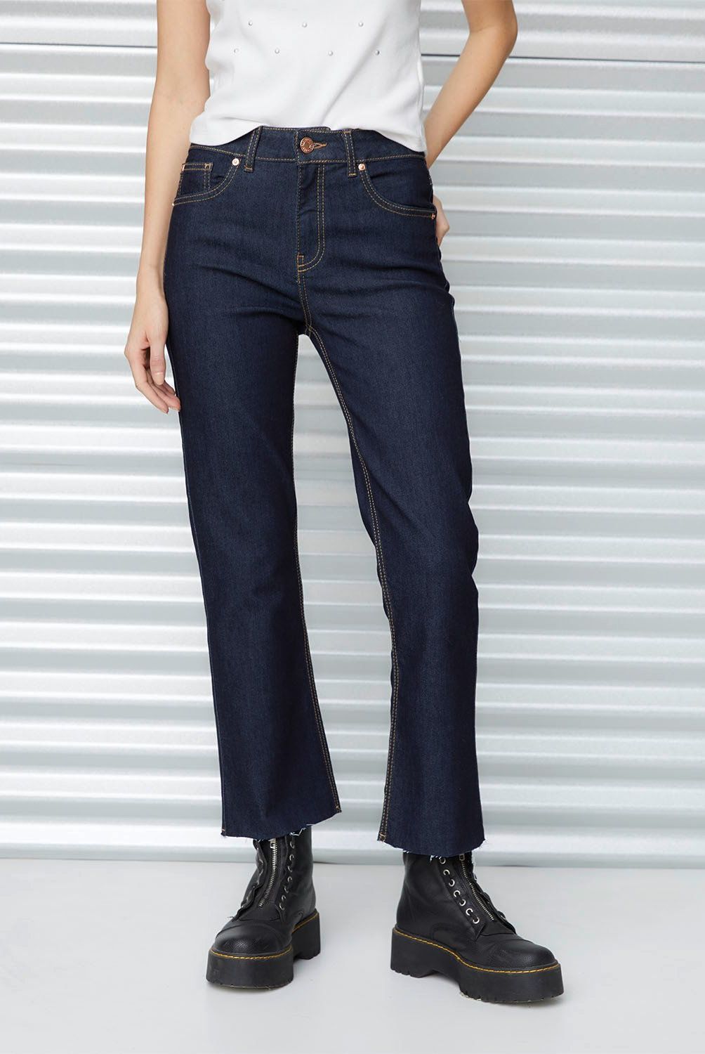 AMERICANINO - Jeans Crop Fit Tiro Medio Mujer Americanino