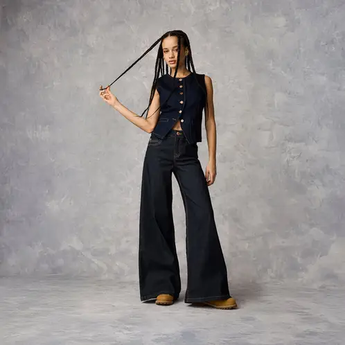 AMERICANINO - Jeans Wide Leg Tiro Alto Mujer