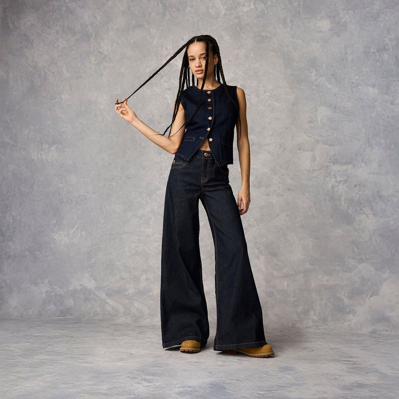 AMERICANINO - Jeans Wide Leg Tiro Medio Mujer Americanino