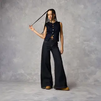 AMERICANINO - Jeans Wide Leg Tiro Medio Mujer