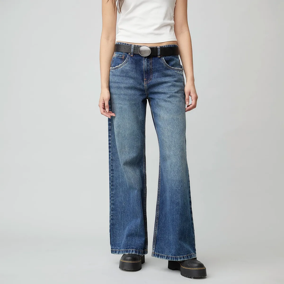 AMERICANINO - Jeans Wide Leg Tiro Medio Mujer Americanino