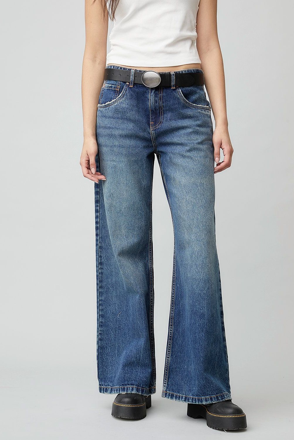 AMERICANINO - Jeans Wide Leg Tiro Medio Mujer Americanino