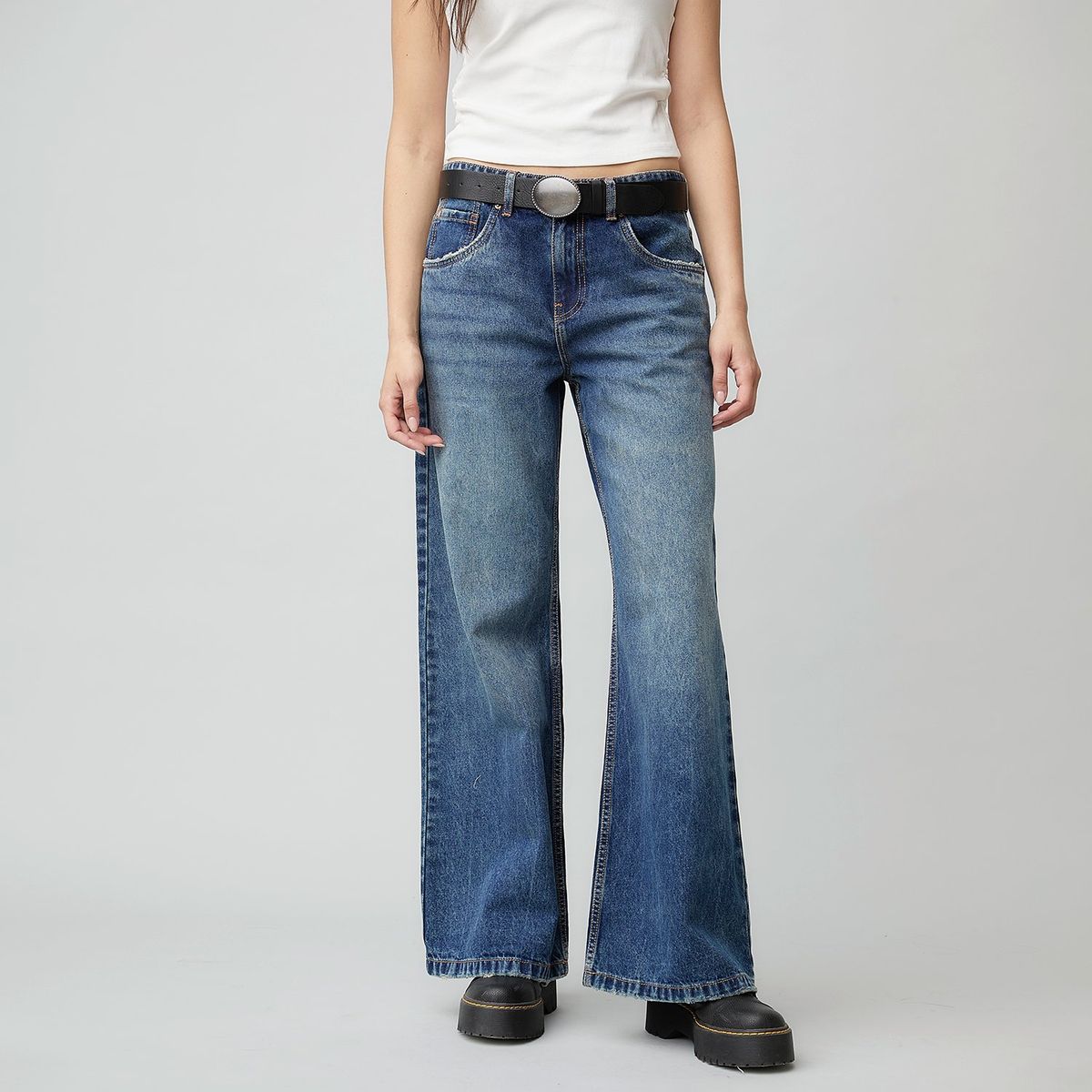 AMERICANINO - Jeans Wide Leg Tiro Medio Mujer Americanino