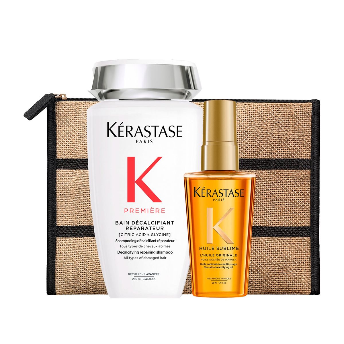 KERASTASE - Set Reparación cabello Premiere Shampoo Bain Décalcifiant Réparateur 250ml + Aceite LHuile Originale Elixir Ultime 50ml Kérastase
