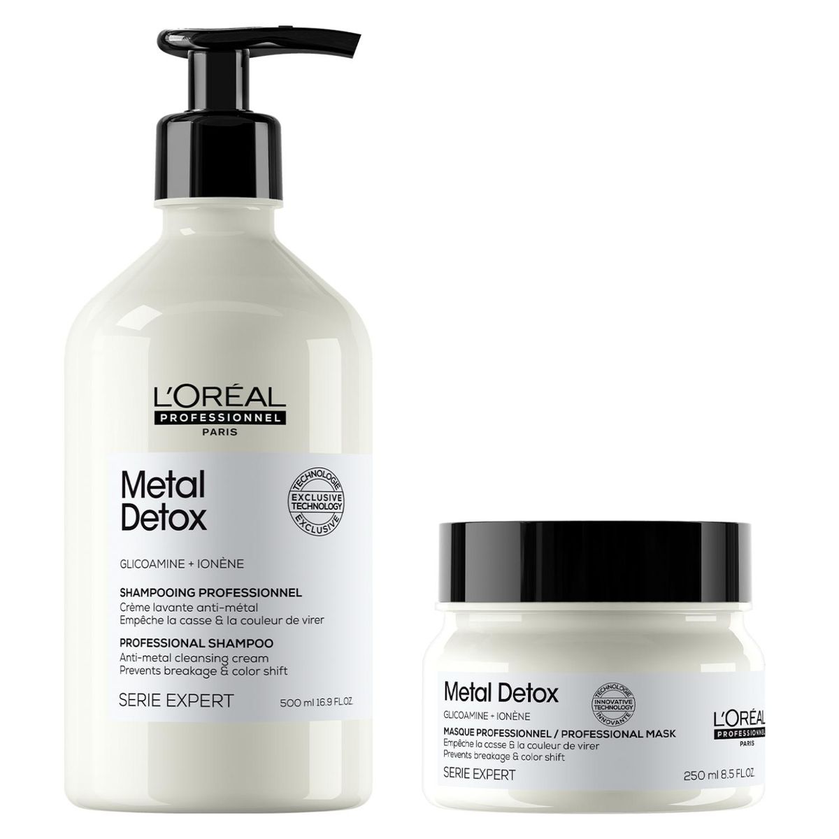 LOREAL PROFESSIONNEL - Set Profesional Anti-Quiebre Shampoo 500Ml + Máscara 250Ml Metal Detox Loreal Professionnel