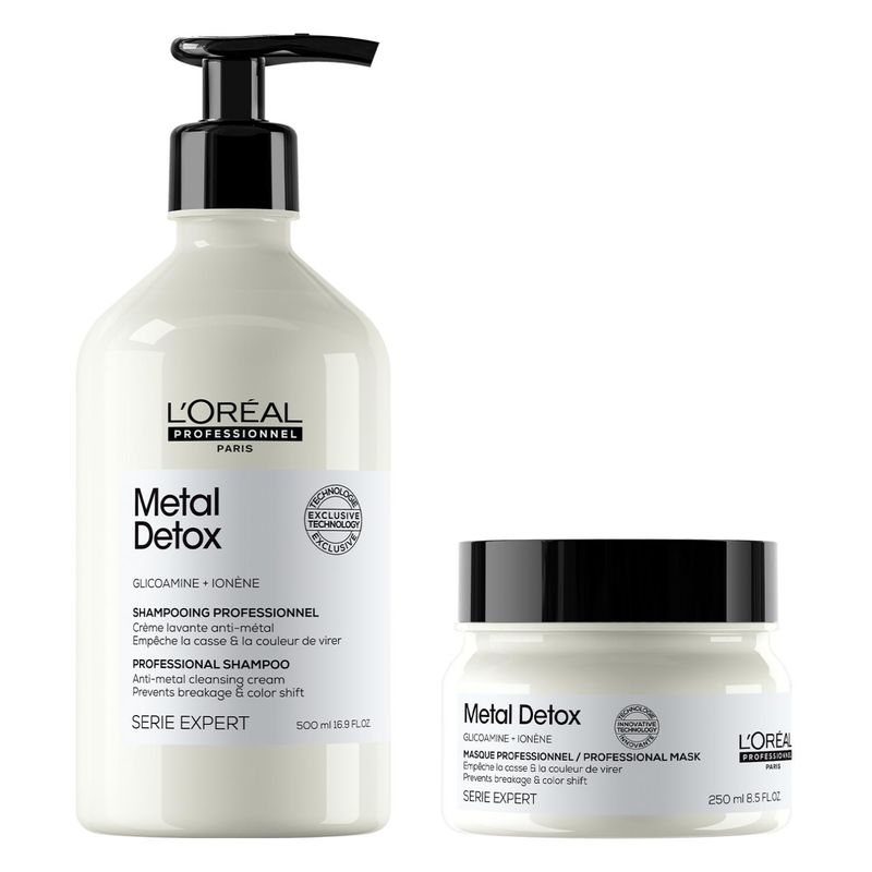 LOREAL PROFESSIONNEL - Set Profesional Anti-Quiebre Shampoo 500Ml + Máscara 250Ml Metal Detox Loreal Professionnel