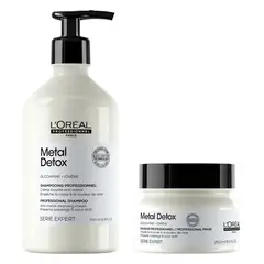 LOREAL PROFESSIONNEL - Set Profesional Anti-Quiebre Shampoo 500ml + Máscara con Enjuague 250ml Metal Detox L´Oréal Professionnel