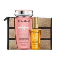 KERASTASE - Set Reparación Cabello Con Color Chroma Absolu Shampoo Riche Chroma Respect 250ml + Aceite LHuile Originale Elixir Ultime 50ml Kérastase