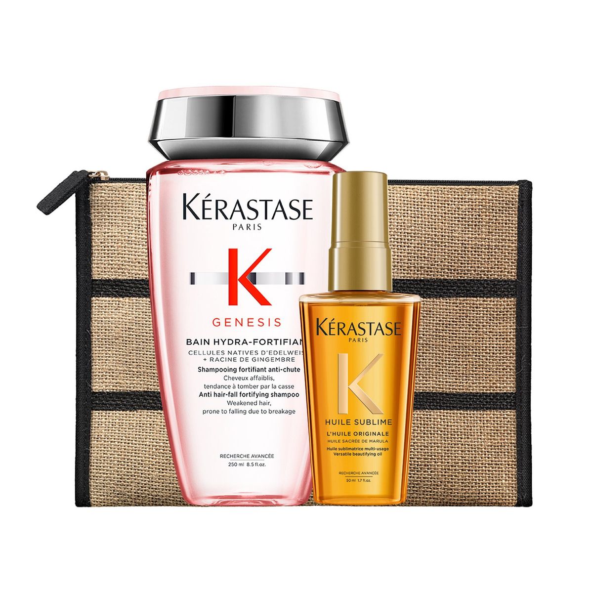 KERASTASE - Set Anti-Caída Genesis Shampoo Bain Hydra Fortifiant 250ml + Aceite LHuile Originale Elixir Ultime 50ml Kérastase
