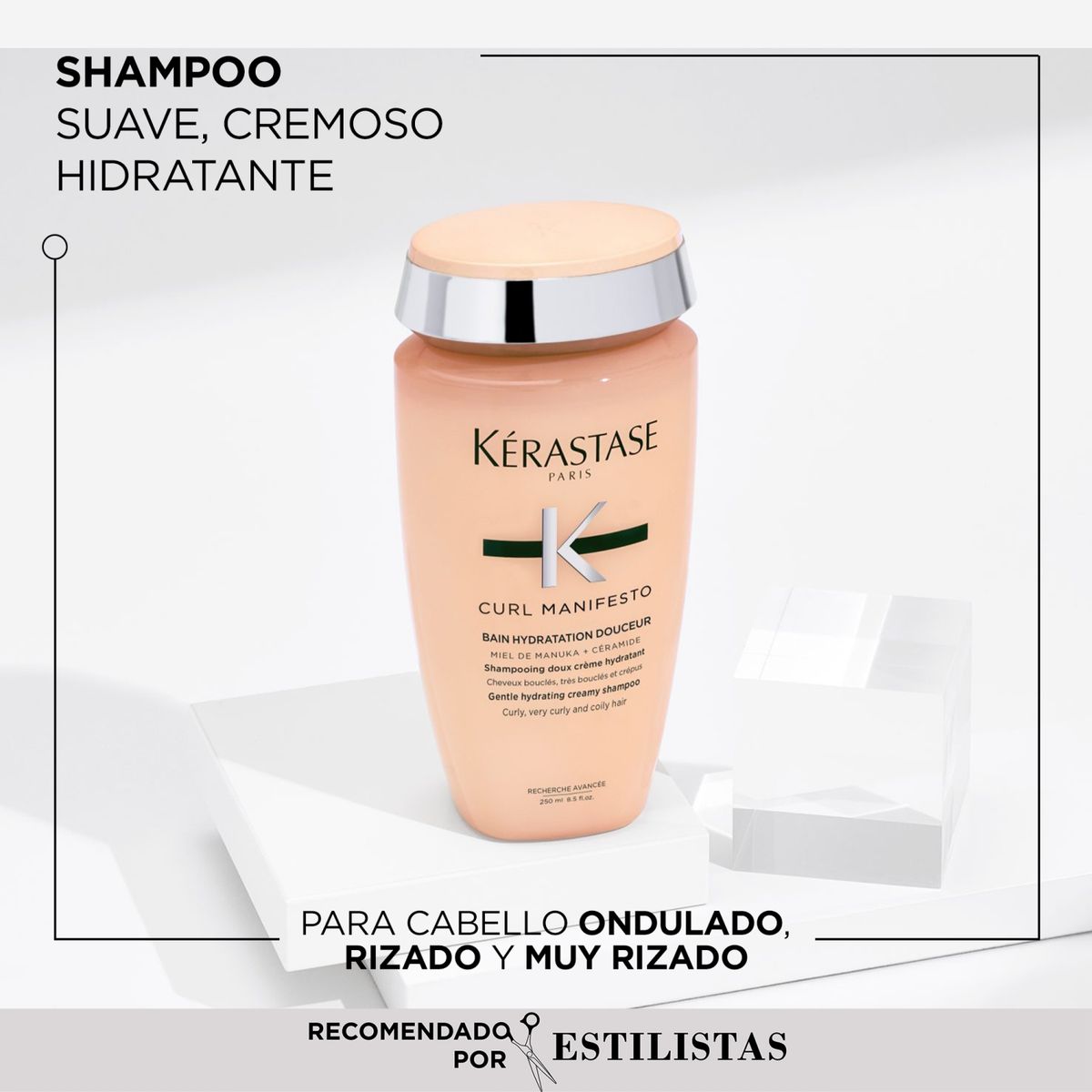 KERASTASE - Set Hidratación Cabello Rizado Curl Manifesto Shampoo Bain Hydration Douceur 250ml +  Aceite LHuile Originale Elixir Ultime 50ml Kérastase