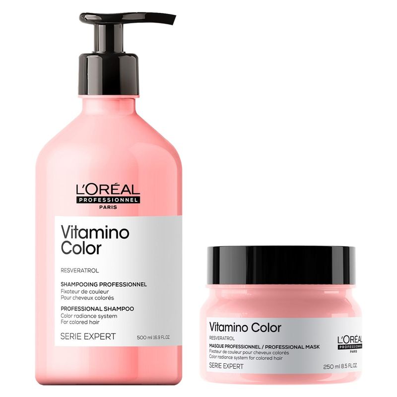 LOREAL PROFESSIONNEL - Set Profesional Cuidado Del Color Shampoo 500Ml + Máscara 250Ml Vitamino Color  Loreal Professionnel