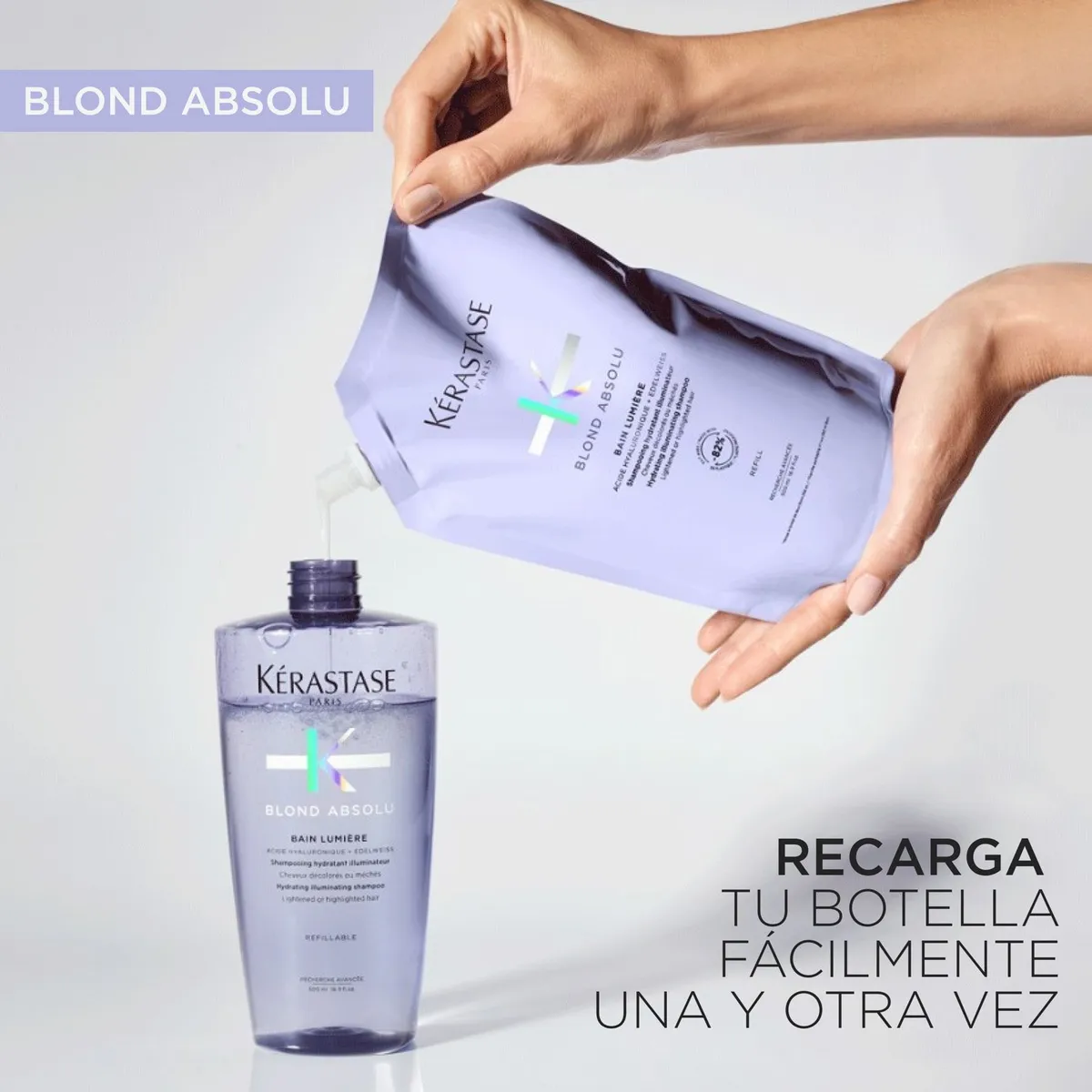 KERASTASE - Recarga Shampoo Hidratante Cabello Rubio o Decolorado Blond Absolu 500ml Kérastase