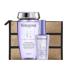 KERASTASE - Set Reparación Cabello Rubio o Decolorado Blond Absolu Shampoo Bain Blond Lumiere 250ml + Aceite Huile Cicaextreme 50ml Kérastase
