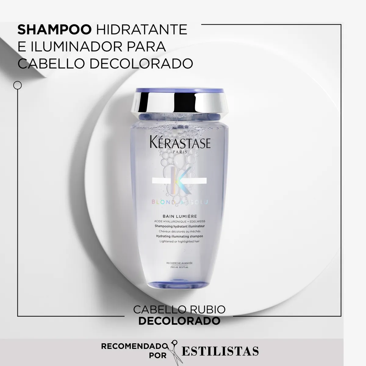 KERASTASE - Set Reparación Cabello Rubio o Decolorado Blond Absolu Shampoo Bain Blond Lumiere 250ml + Aceite Huile Cicaextreme 50ml Kérastase