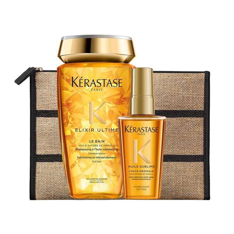 KERASTASE - Set Brillo Sublime Shampoo Le Bain 250ml + Aceite LHuile Originale Elixir Ultime 50ml Kérastase