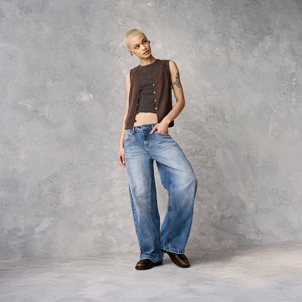 AMERICANINO - Jeans Baggy Tiro Medio Mujer Americanino