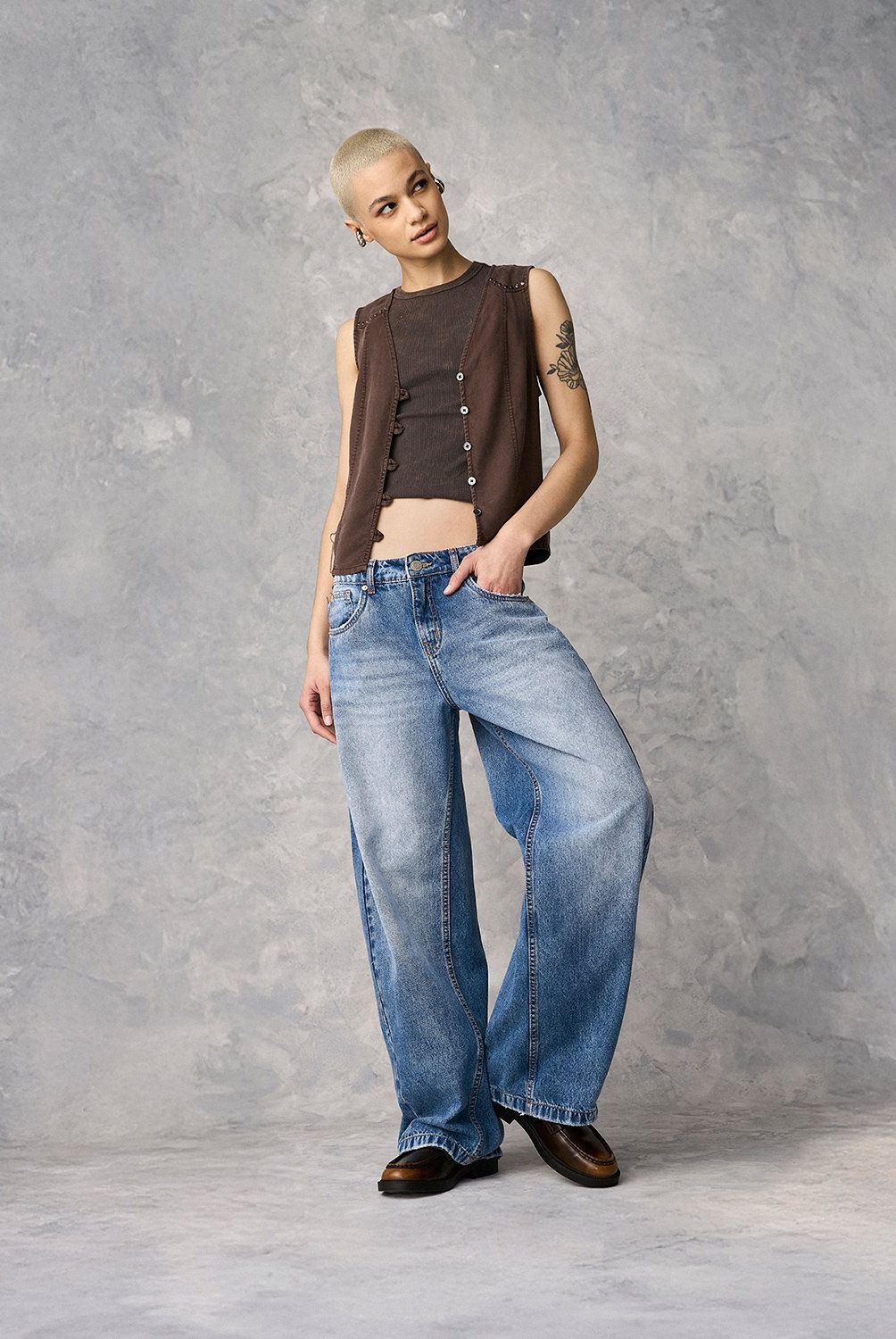 AMERICANINO - Jeans Baggy Tiro Medio Mujer Americanino