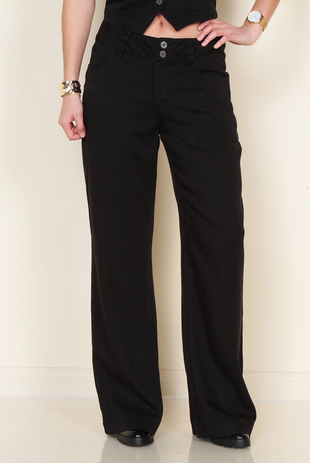 WADOS - Pantalón Regular Tiro Alto Tencel Mujer Wados
