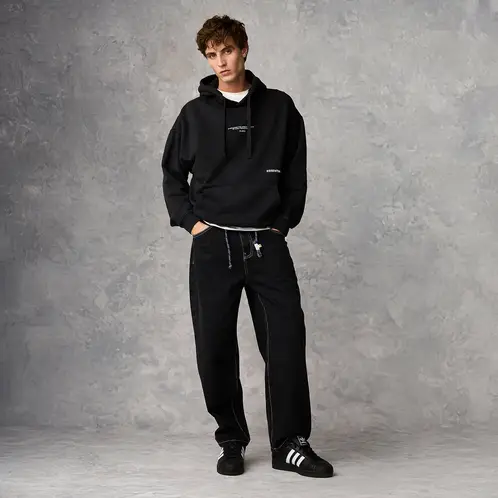 AMERICANINO - Jeans Baggy Tiro Alto Algodón Hombre