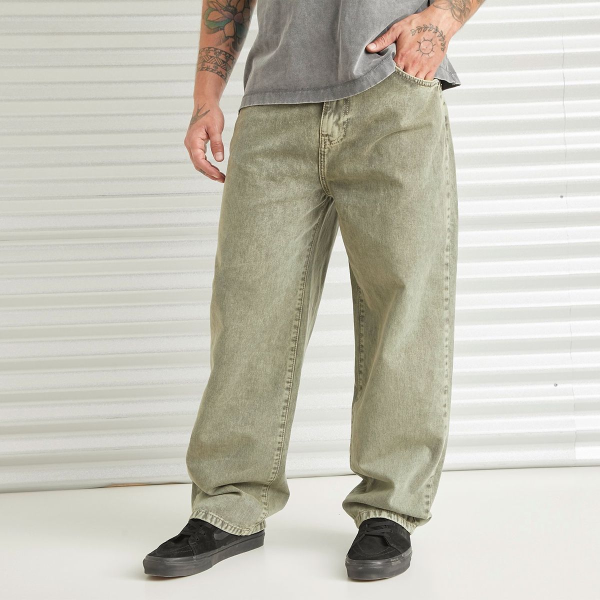 AMERICANINO - Jeans Baggy Tiro Alto Algodón Hombre Americanino