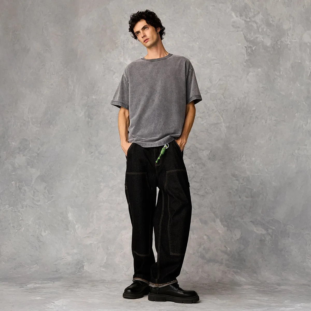 AMERICANINO - Jeans Carpintero Baggy Americanino Tiro Alto Hombre Algodón