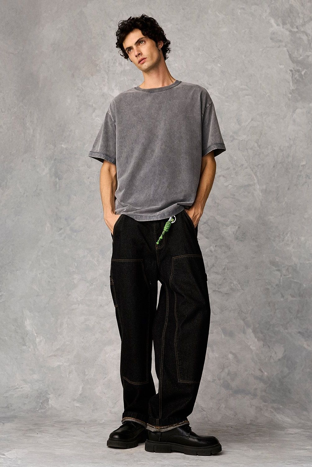 AMERICANINO - Jeans Carpintero Baggy Americanino Tiro Alto Hombre Algodón