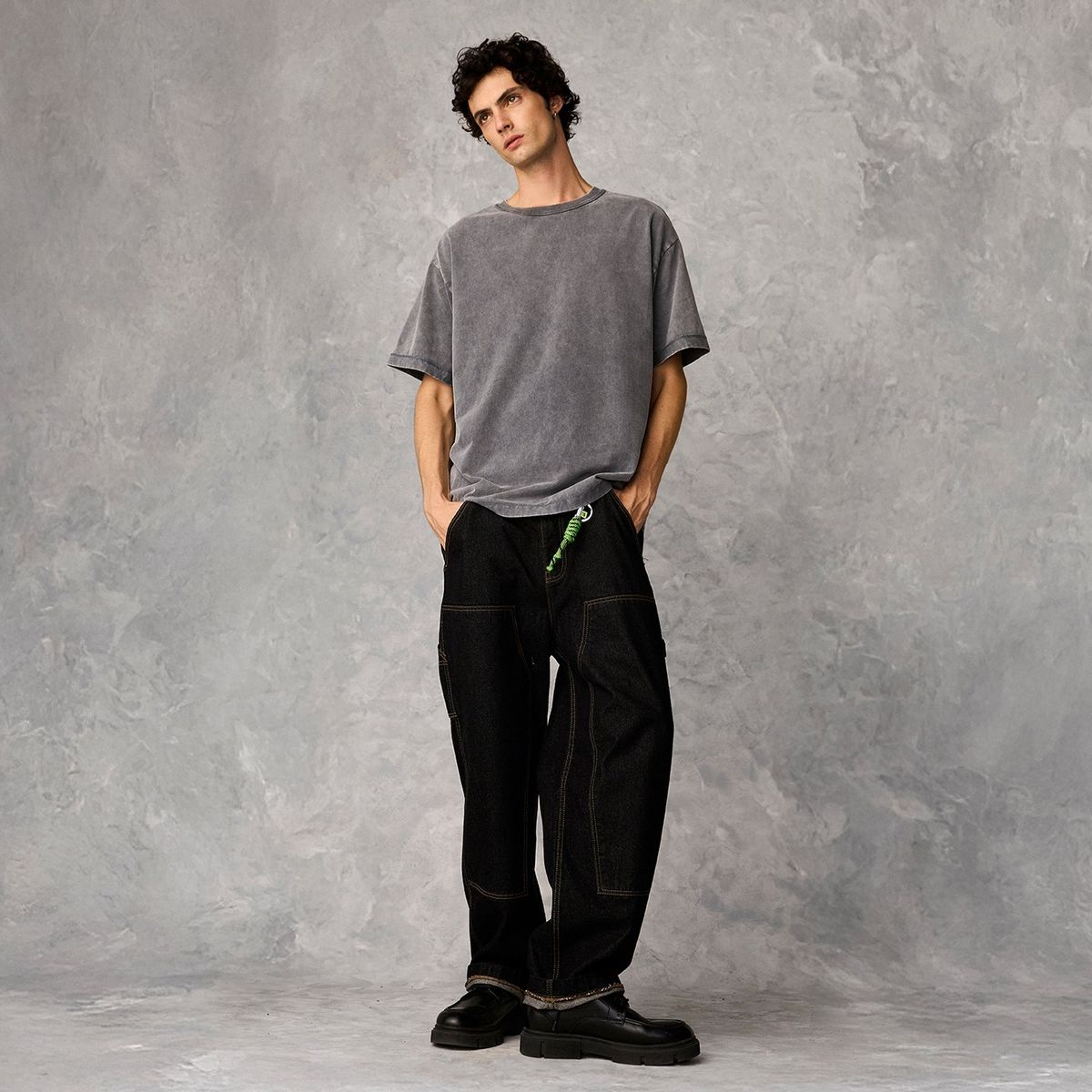 AMERICANINO - Jeans Carpintero Baggy Americanino Tiro Alto Hombre Algodón