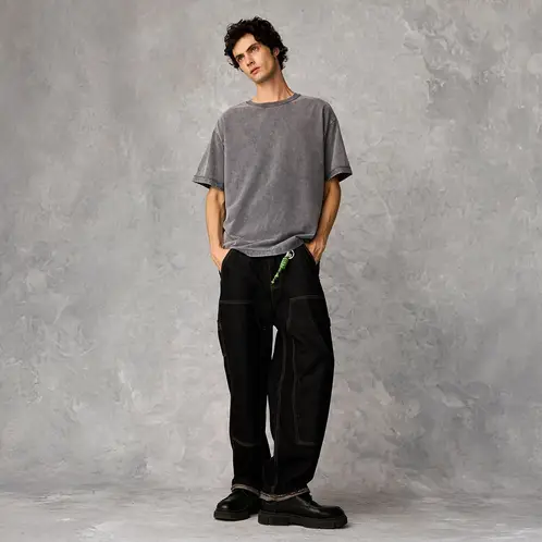 AMERICANINO - Jeans Carpintero Baggy Tiro Alto Hombre Algodón